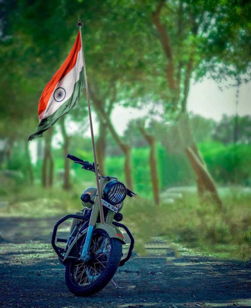 15 august bike with flag background hd