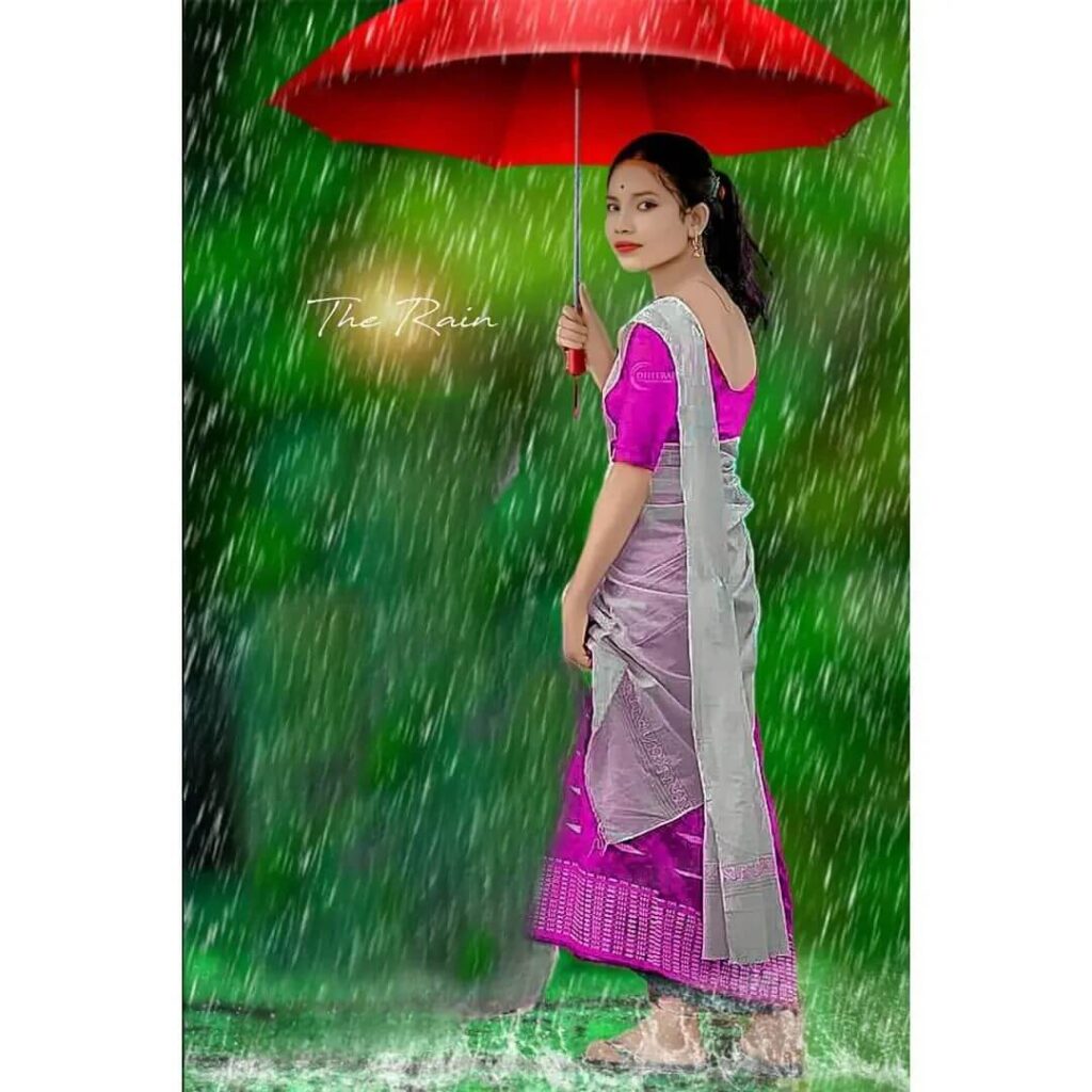 Girl with umbrella rain Face CB Editing New HD Background