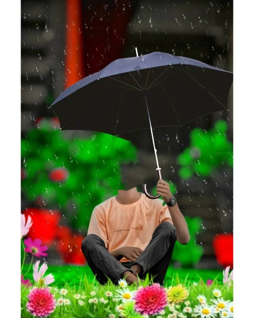 sitting boy with umbrella face cut cb editing background