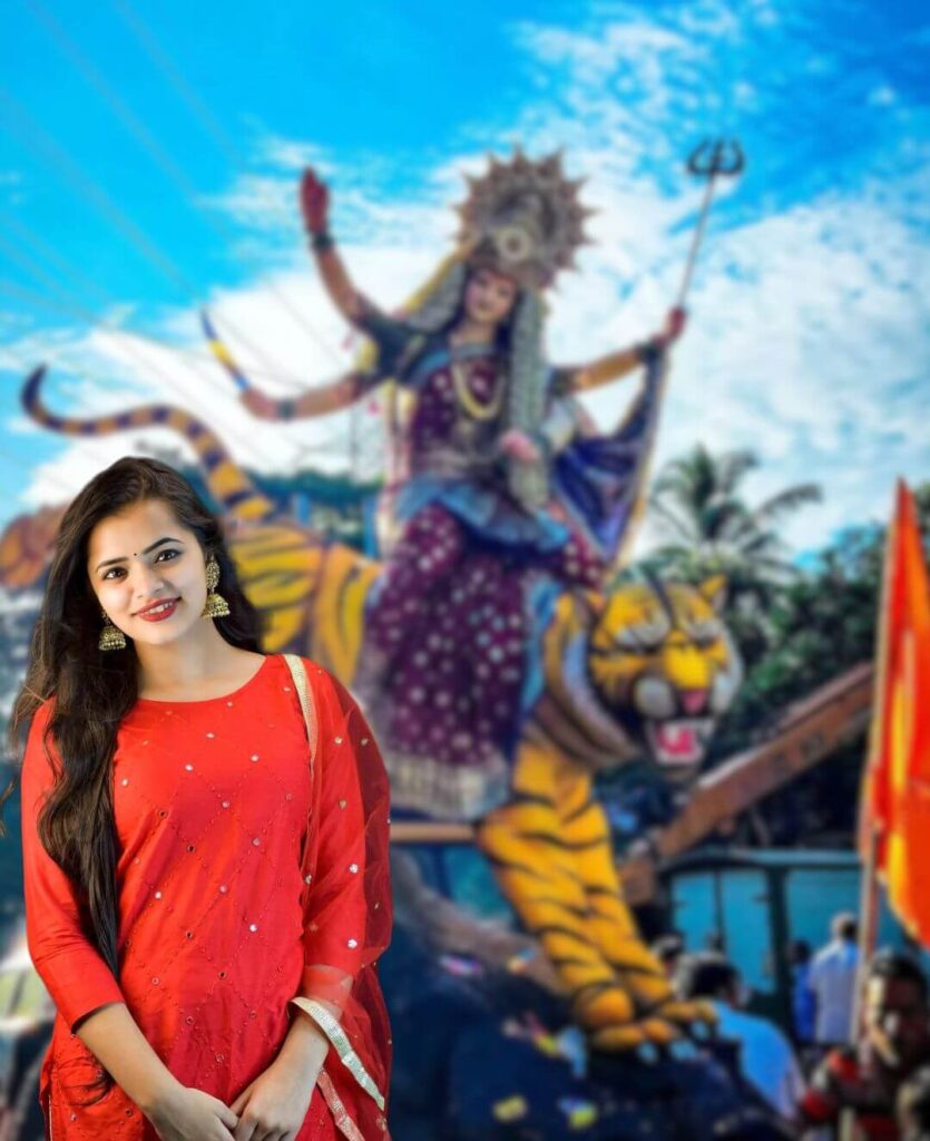 Durga Maa Editing Background with girl Free