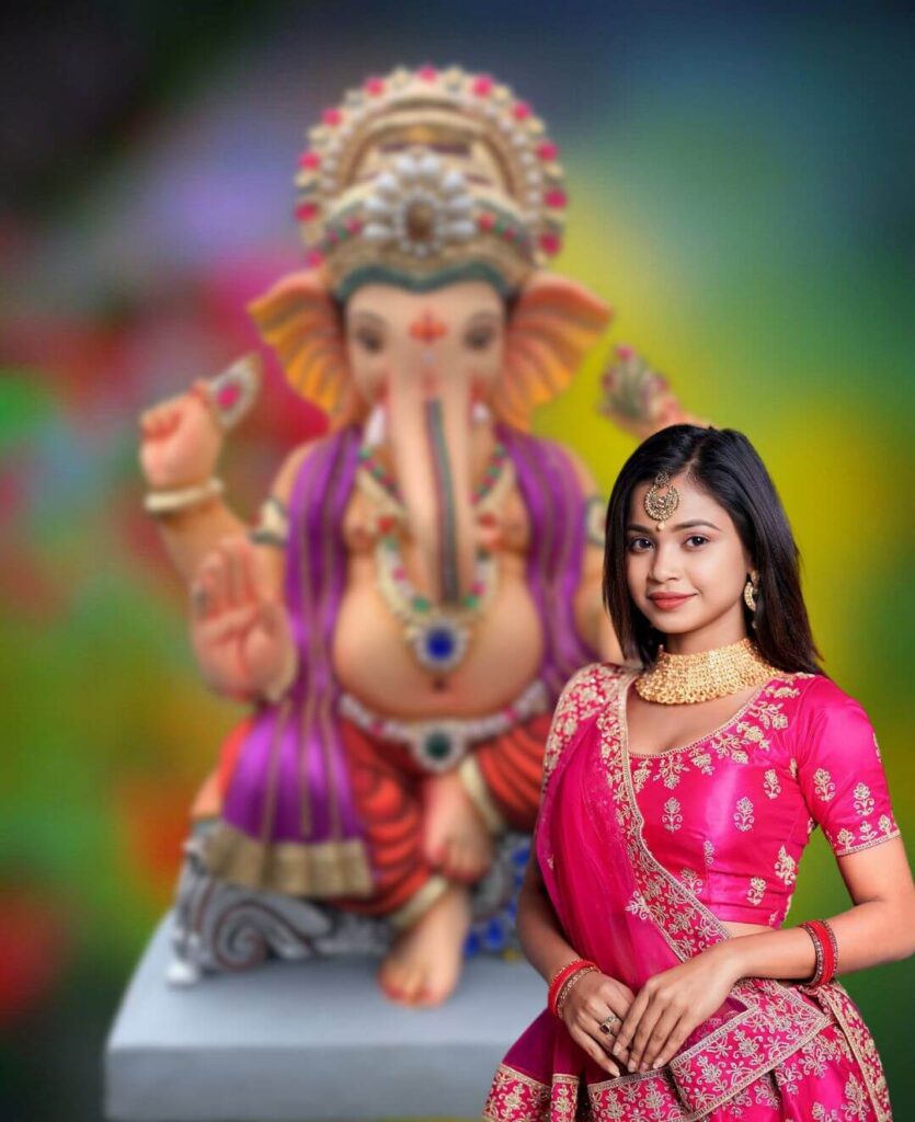 Girl Lord Ganesh Ji Photo Editing Background