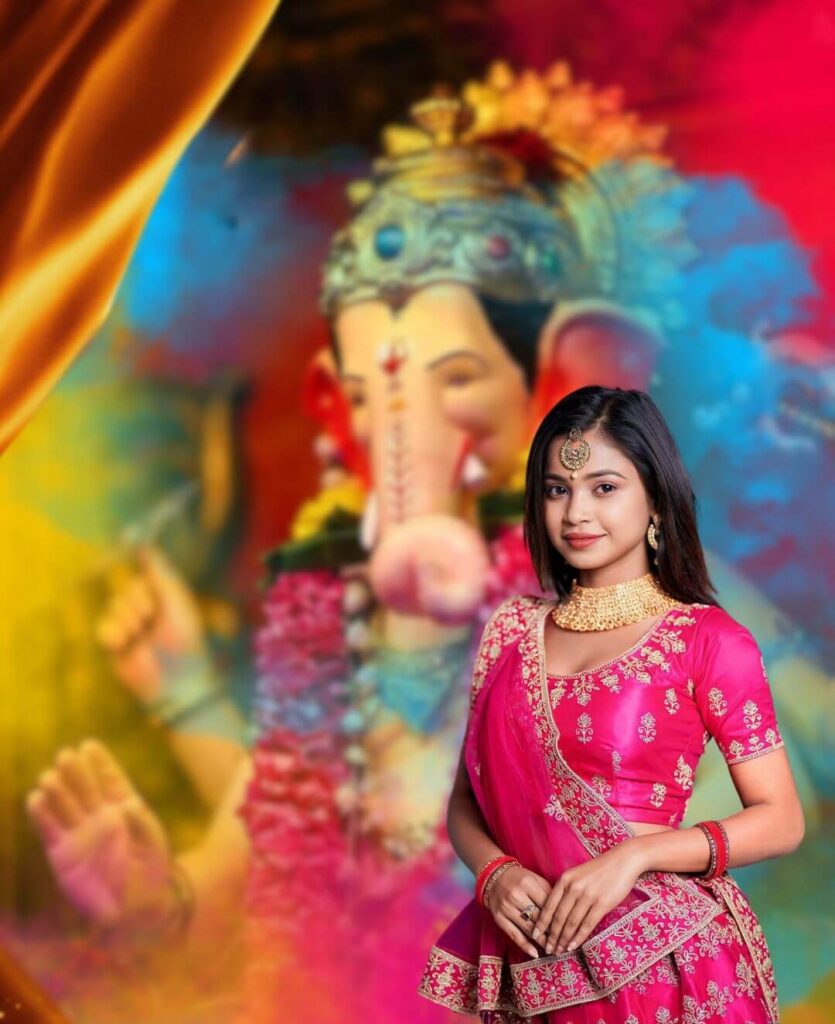 God Ganesh Photo Editing Background With Girl