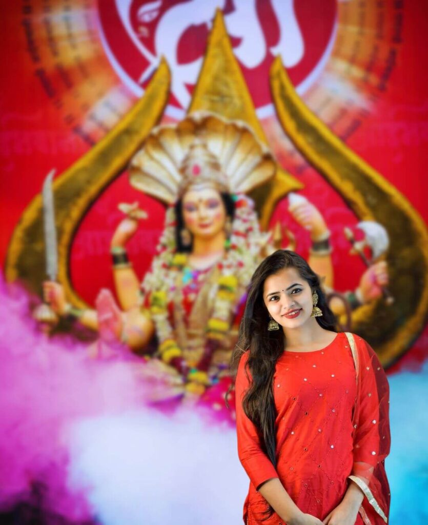 Happy Navratri Photoshop Background With Girl