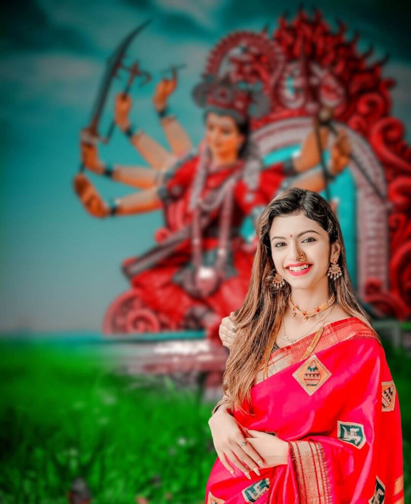 Maa Durga Puja Background with girl new