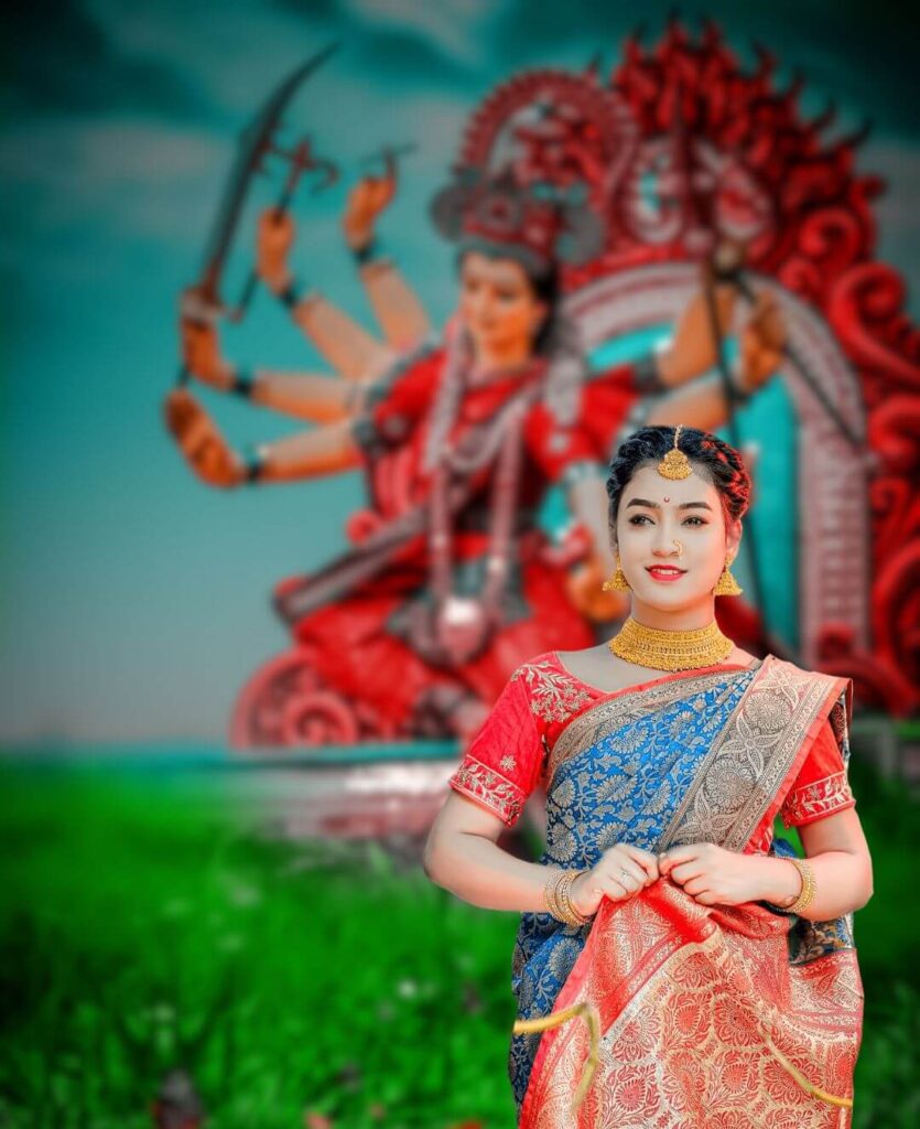 Maa Durga Puja editing Background with girl