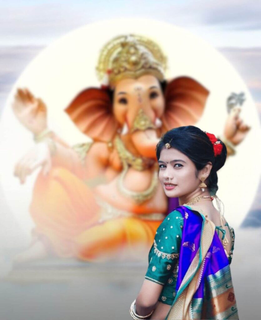 Saree Girl Ganesh Ji Photo Editing Background