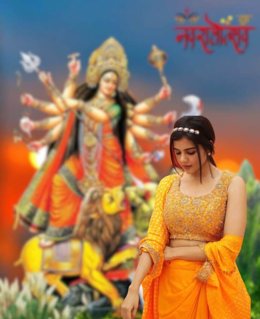 Happy Durga Puja Background girl CB Photo