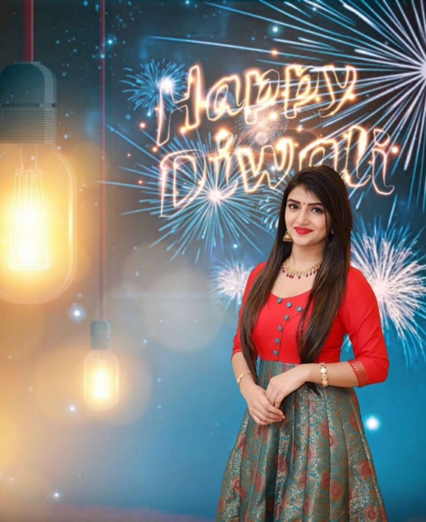 Happy diwali Cb Background With Girl