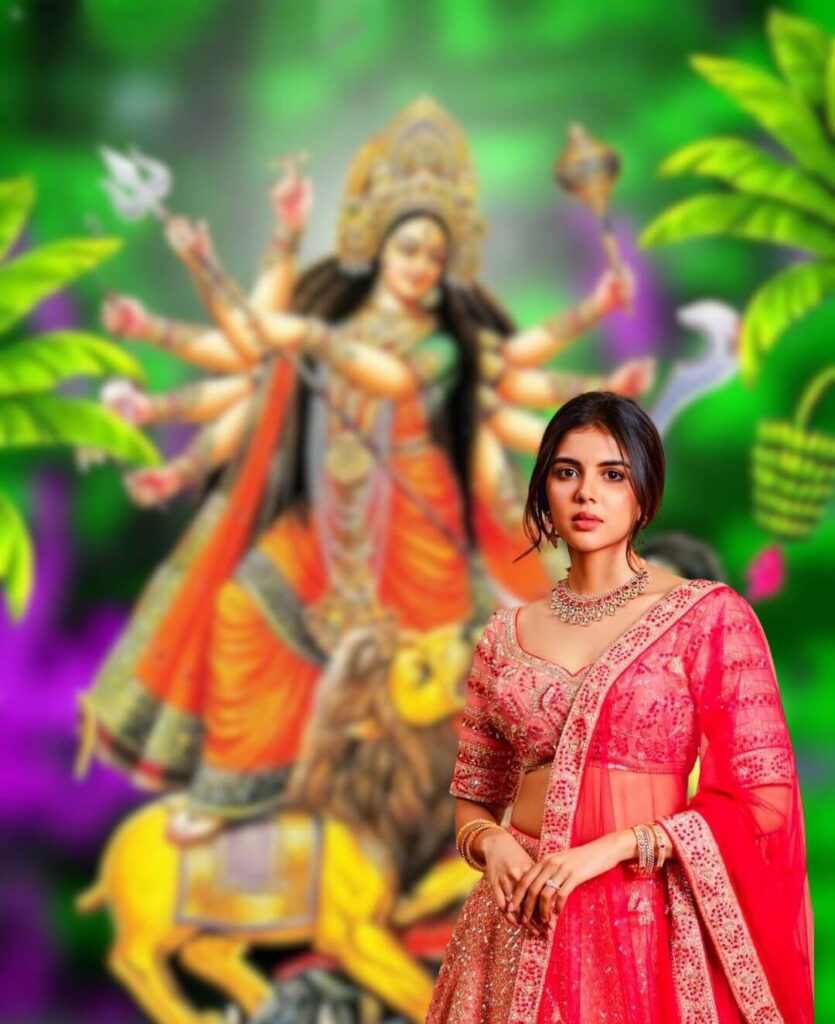 Maa Durga Puja Background with girl