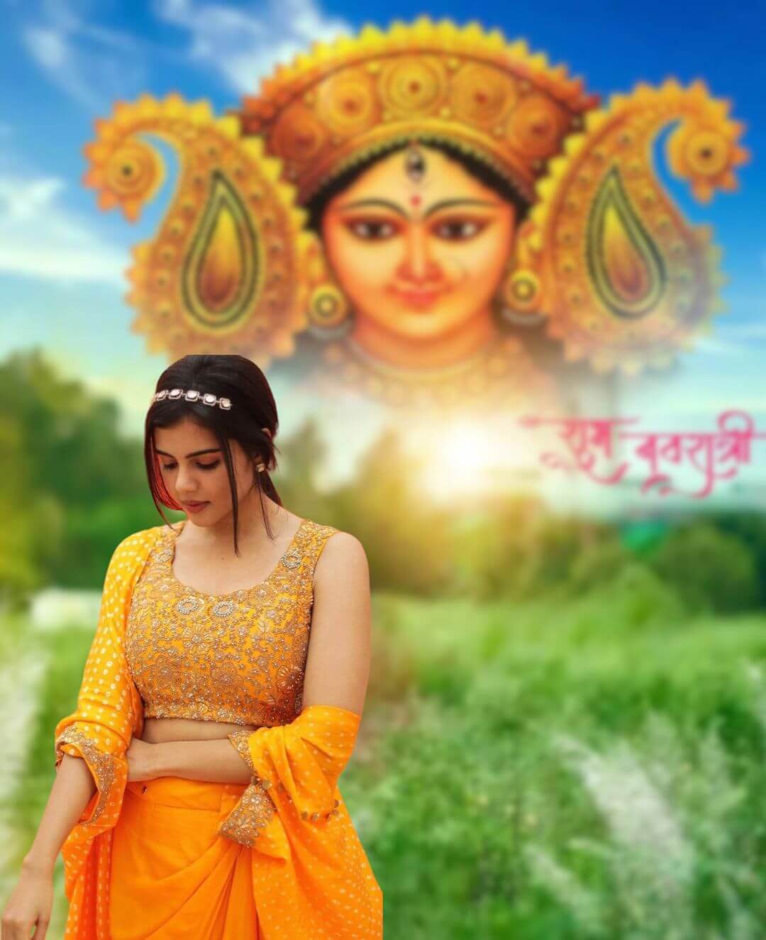 Navratri Photo Editing Background With Girl