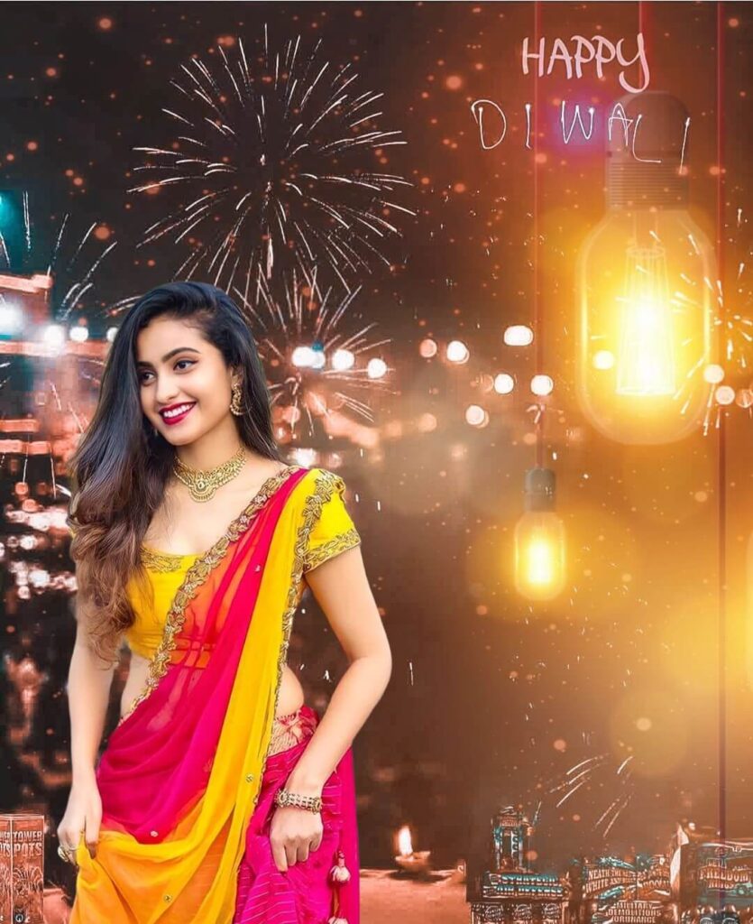 diwali background with girl