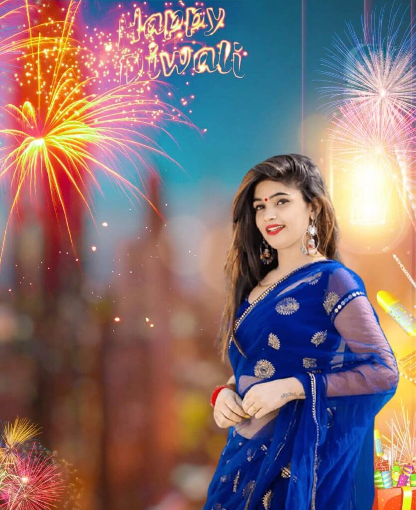 diwali background with girl for editing