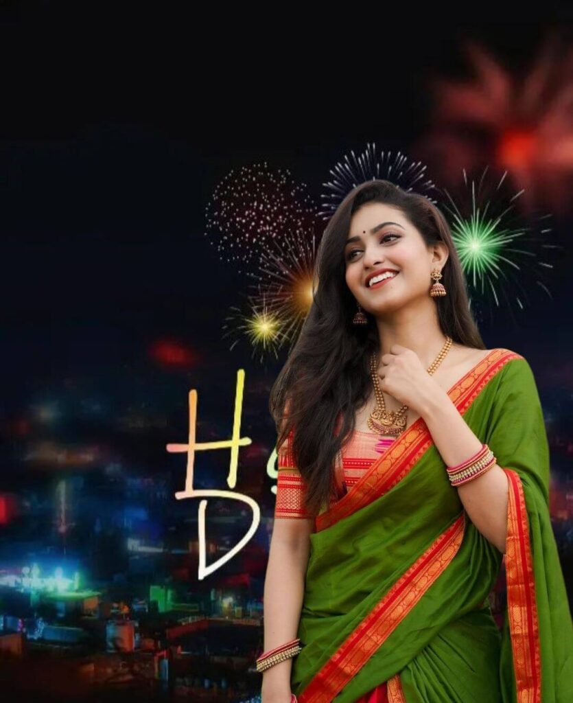 diwali background with girl full hd