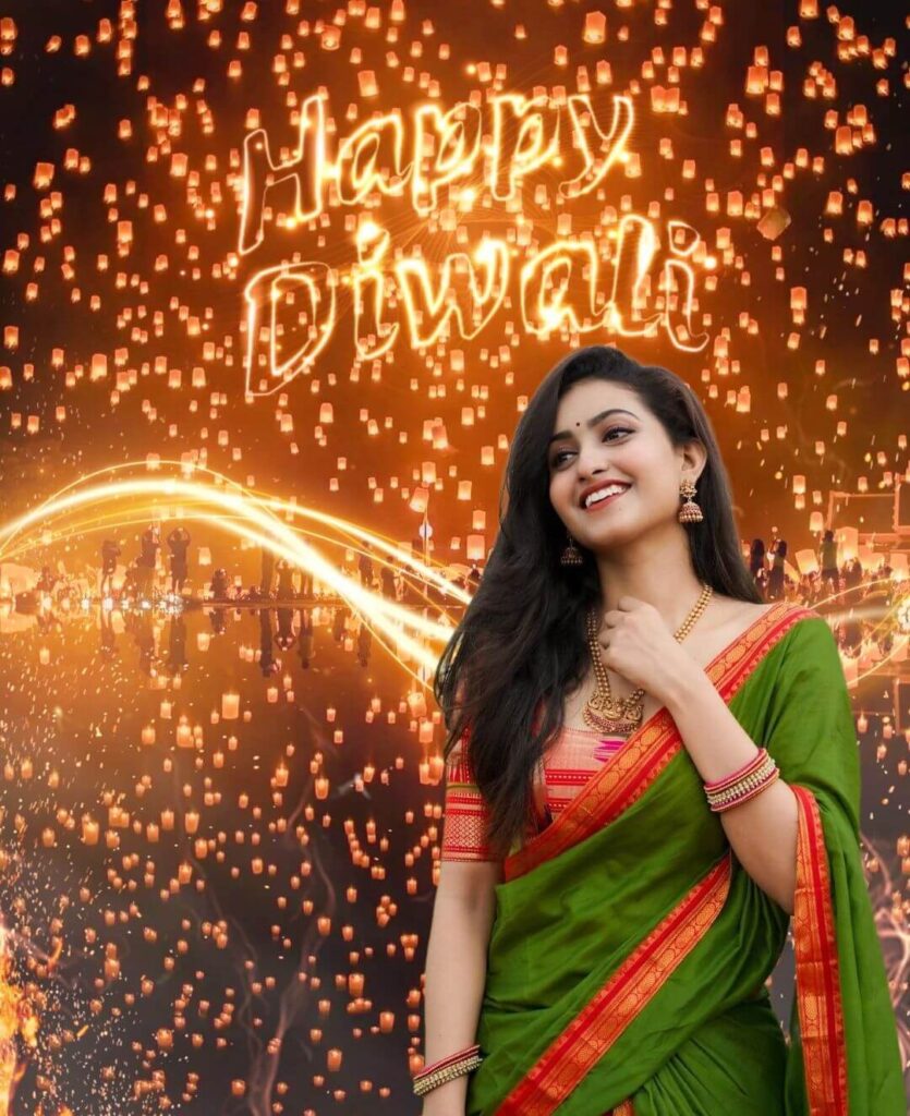 happy diwali editing background with girl