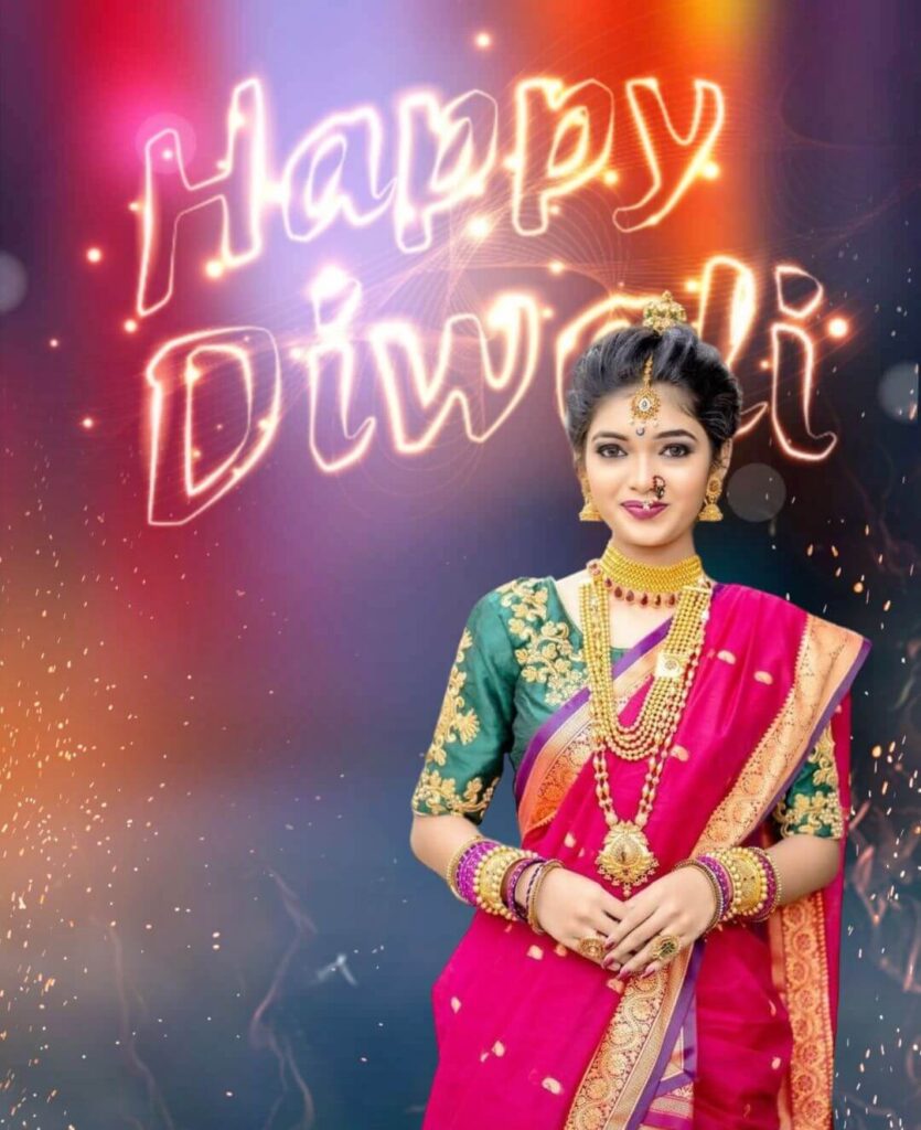 Diwali Background With Girl For Photo Editing