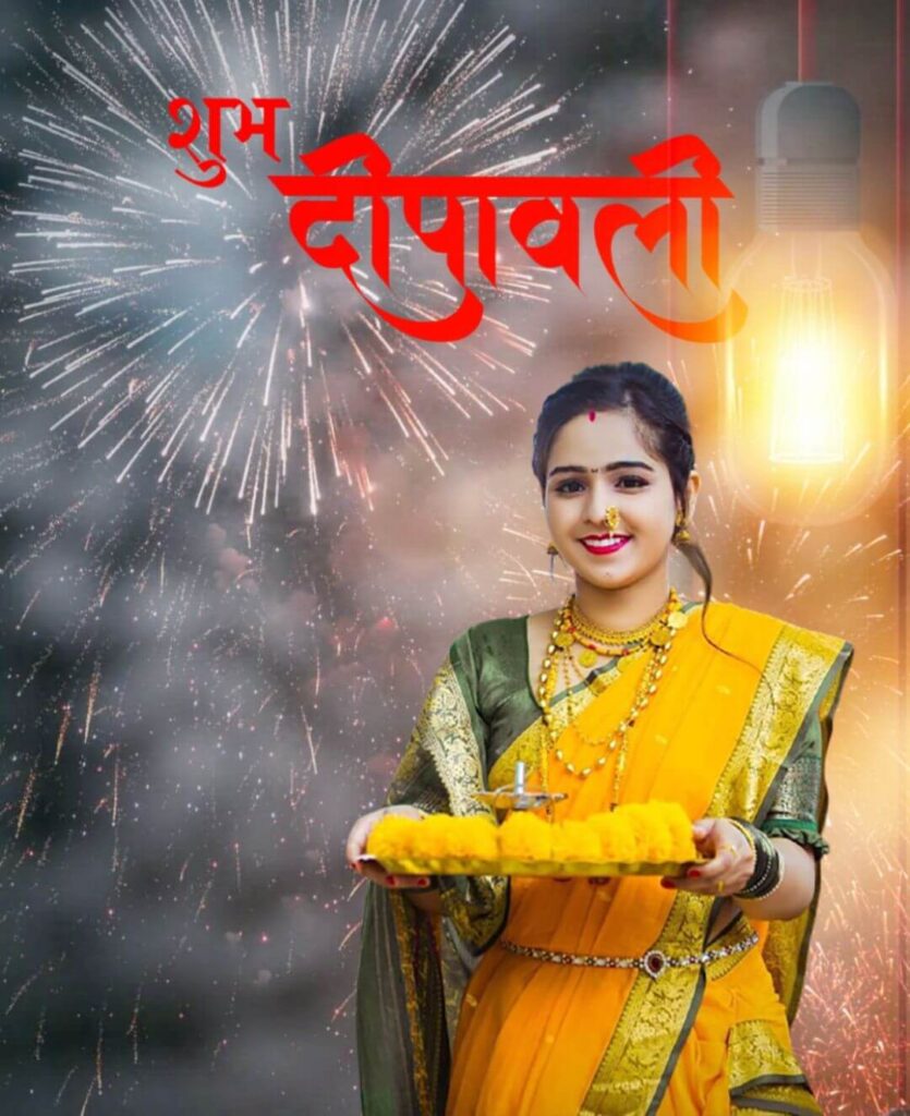 Happy Diwali HD Editing Background With Cute Girl