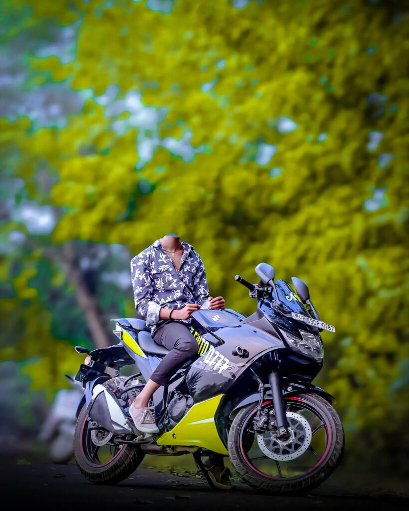 head cut boy with bike blur background