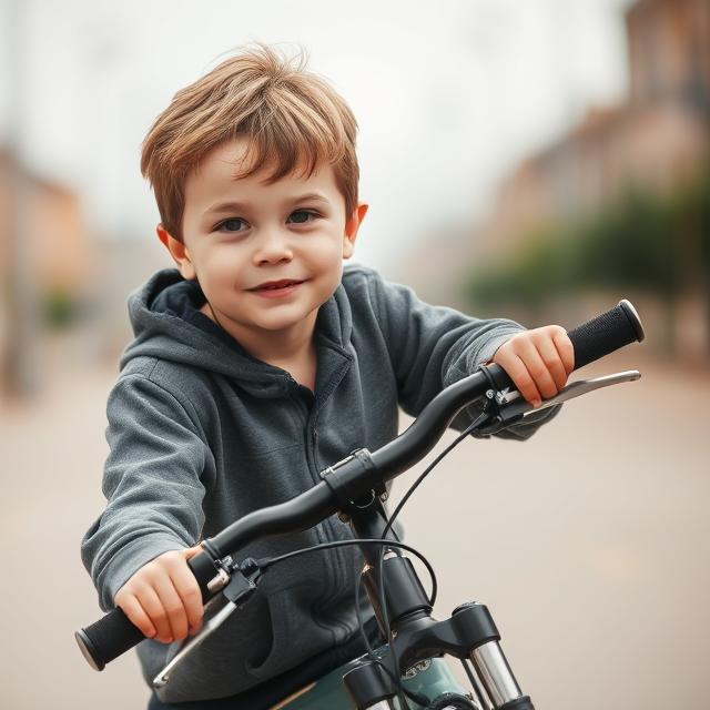 head cut boy with bike blur background