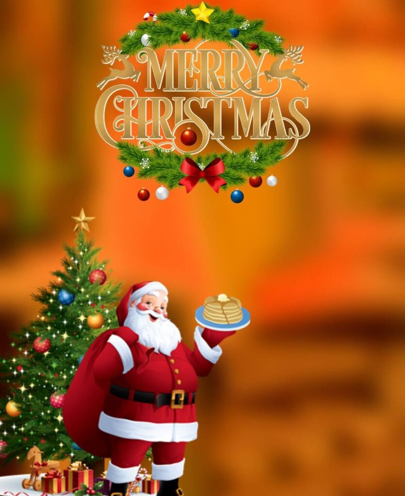 Christmas Tree With Santa Background For CB Editing