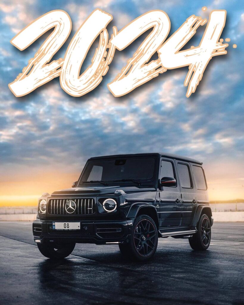 Happy New Year 2024 Photo Editing background with car