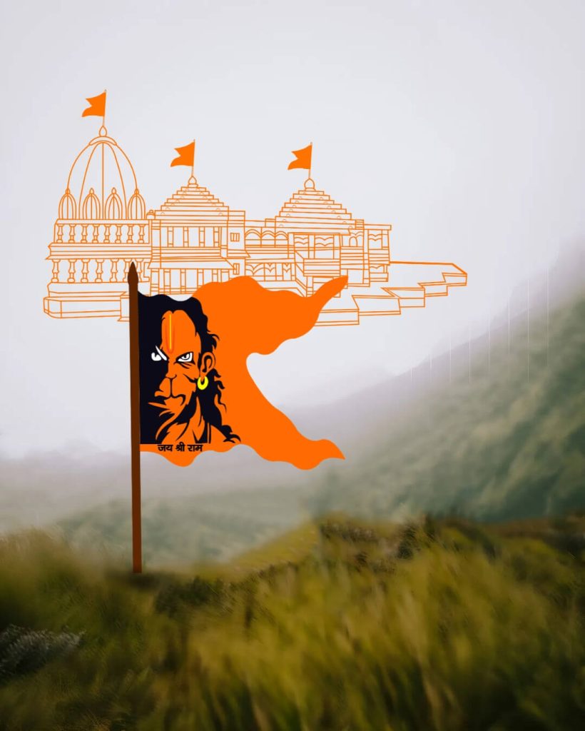 ram mandir ayodhya hd bhagwa jhanda background