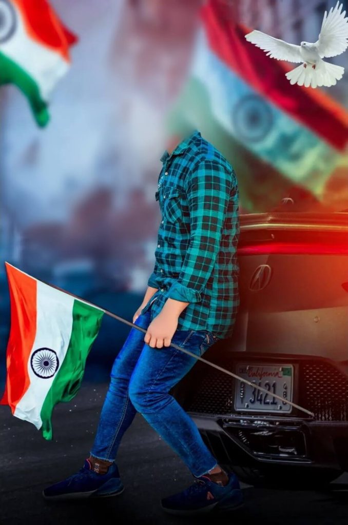 without face boy editing background with indian flag