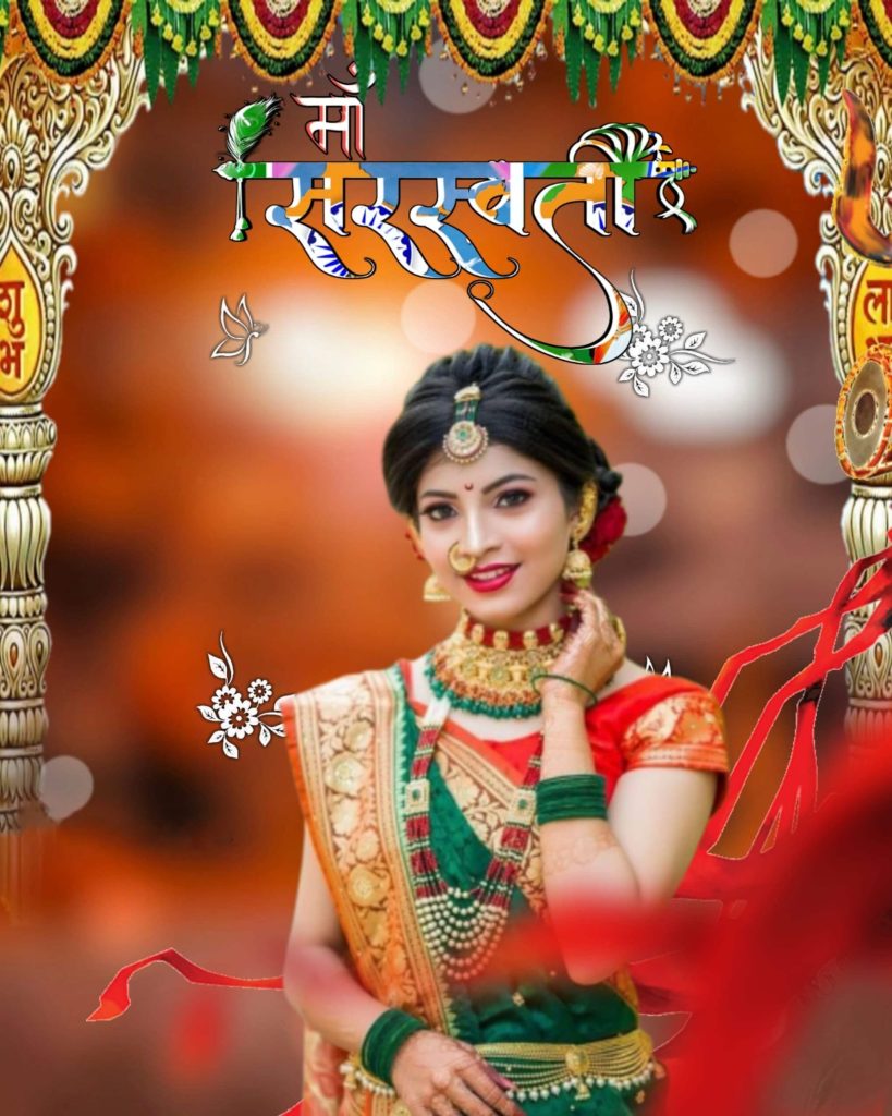 Beautiful Girls Maa Saraswati Puja Special CB Background Free Stock Photo Download