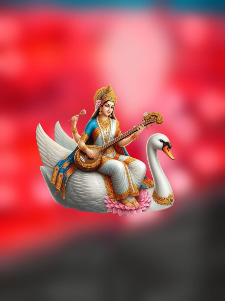 Saraswati Pooja Editing HD Background With Swans