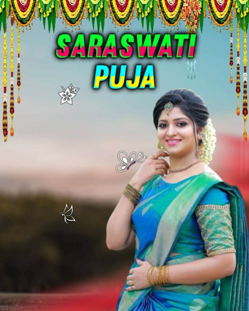 Saraswati Puja Cute Girls CB Full HD free Stock Background