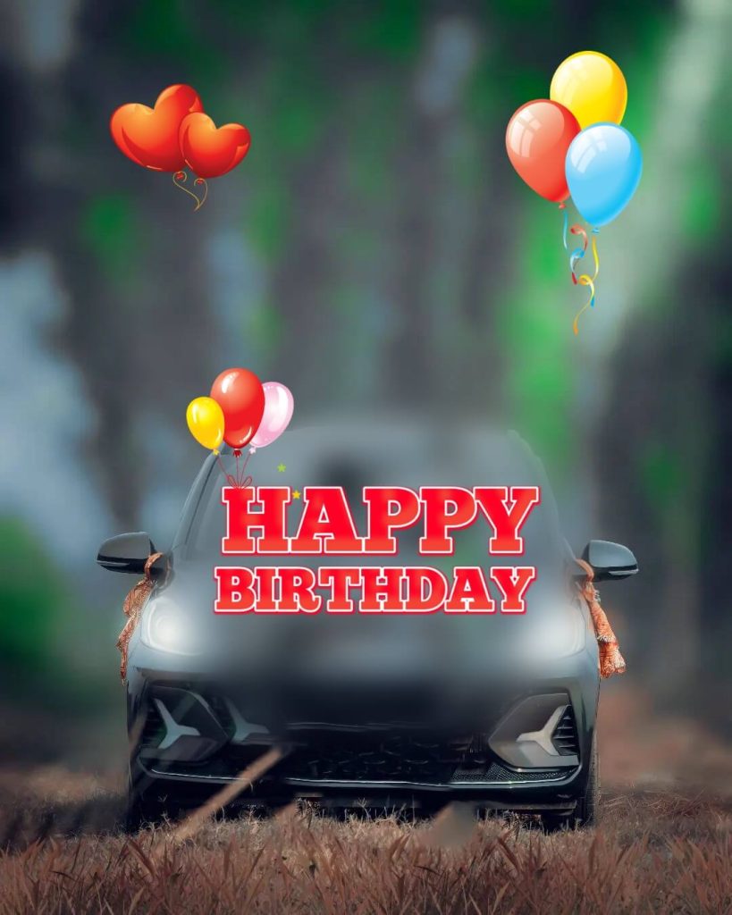 happy birthday background with car