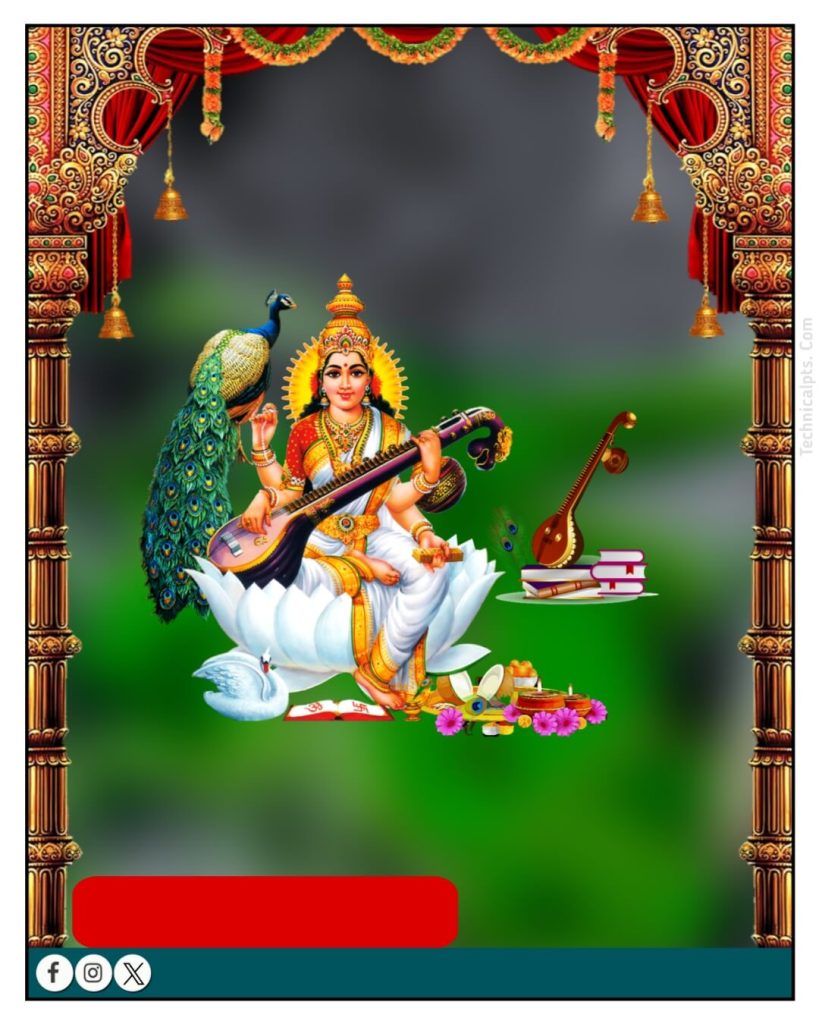 saraswati puja banner poster 2024