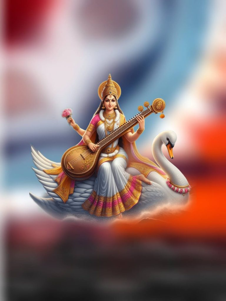 vasant panchami God Sarswati Puja CB Background With Swans