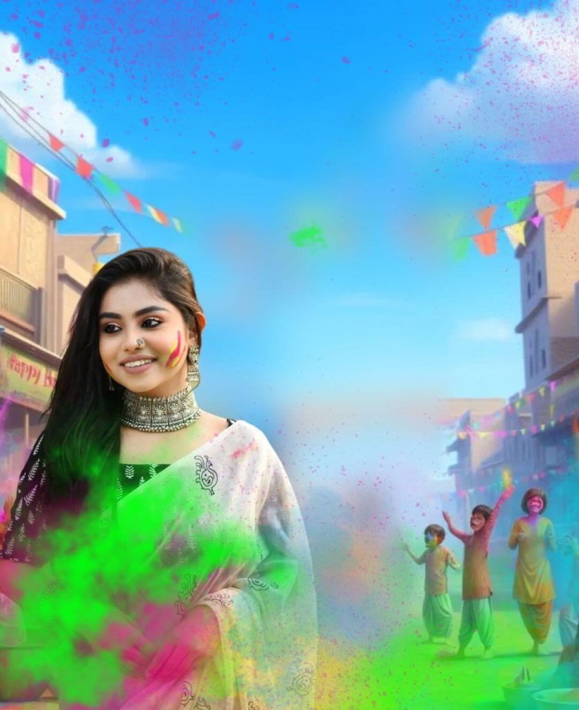 Holi Special Photo Editing Background With Girl