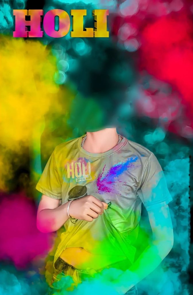 holi face cut boy background