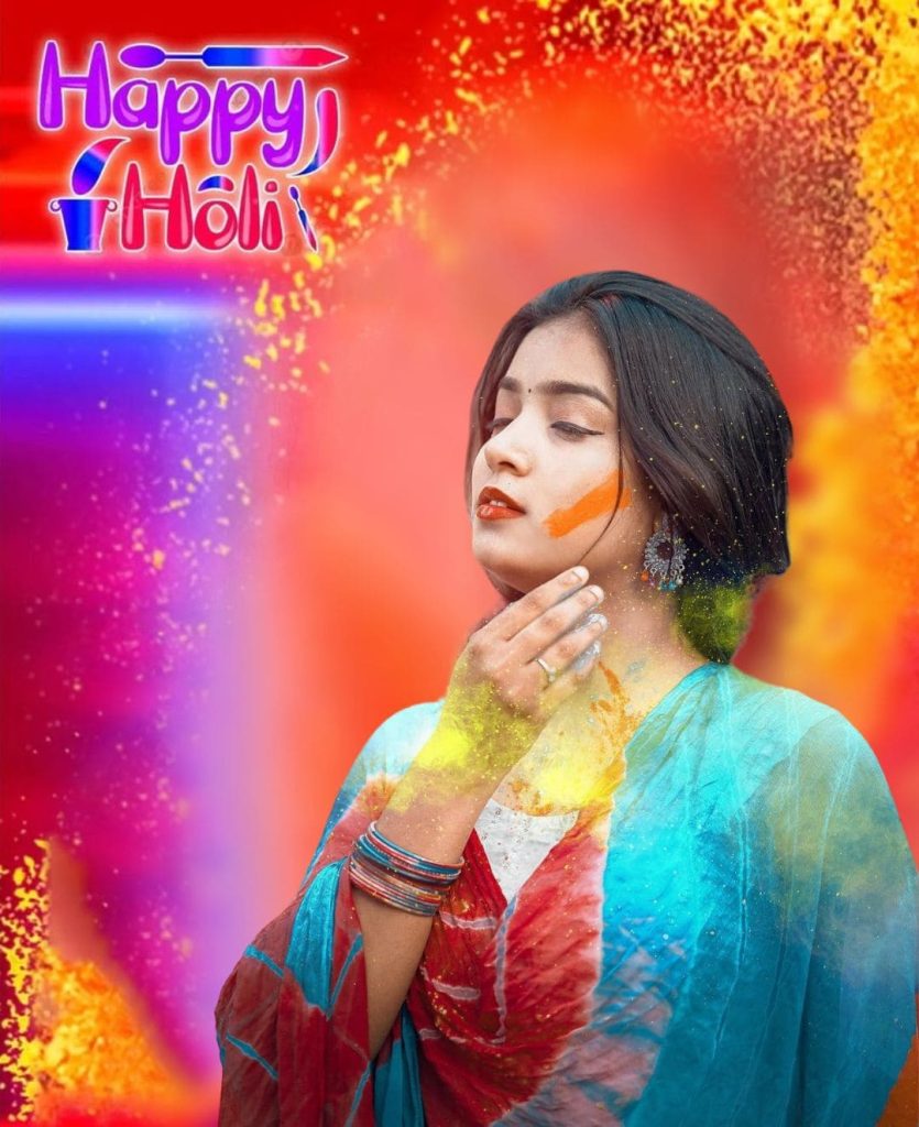 holi girl editing background