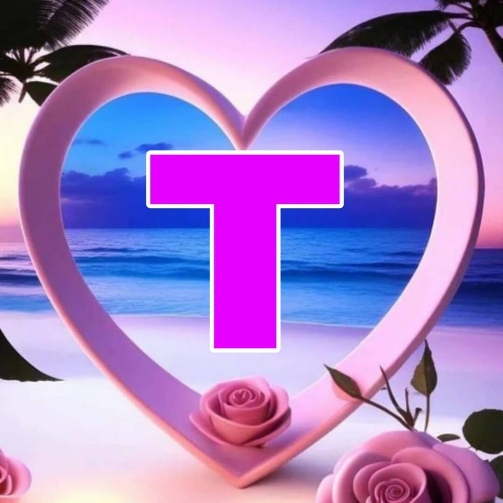 t letter images in heart