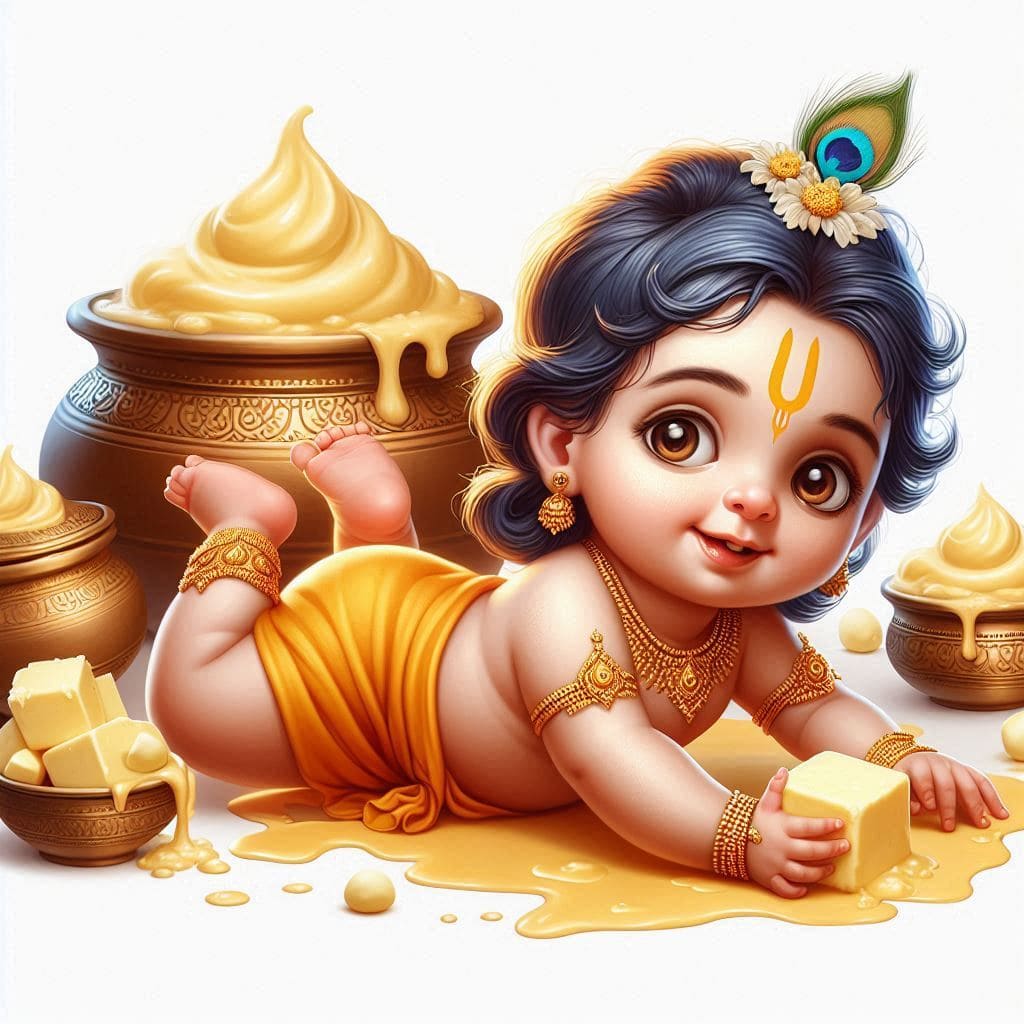 Cute krishna janmashtami images with quotes