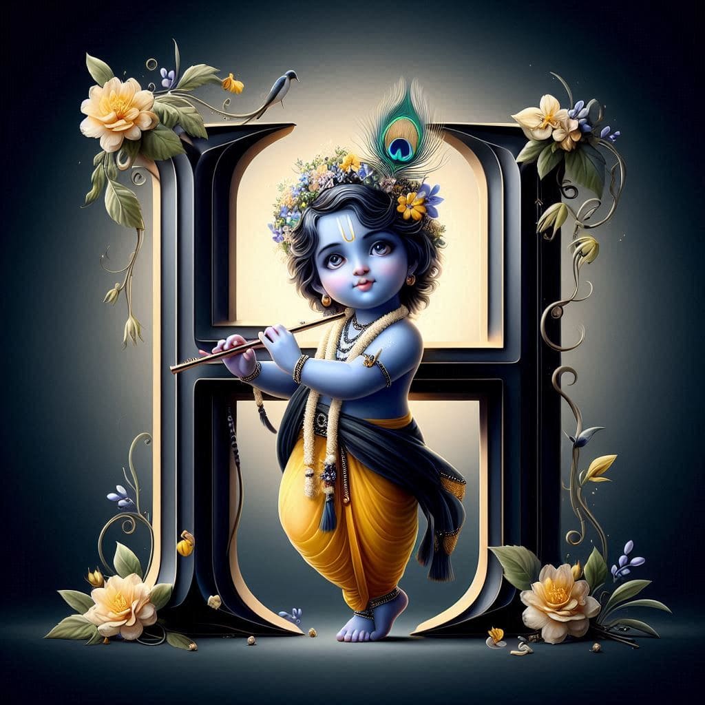 Krishna Janmashtami First Letter 3D Name Ai Image